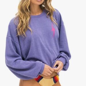 Aviator Nation Bolt 2 Relaxed Crew Sweatshirt NWT